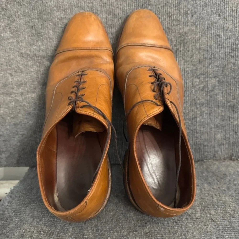 Allen Edmonds Park Avenue Mens Tan Leather Cap Toe Oxford Dress Shoes 14